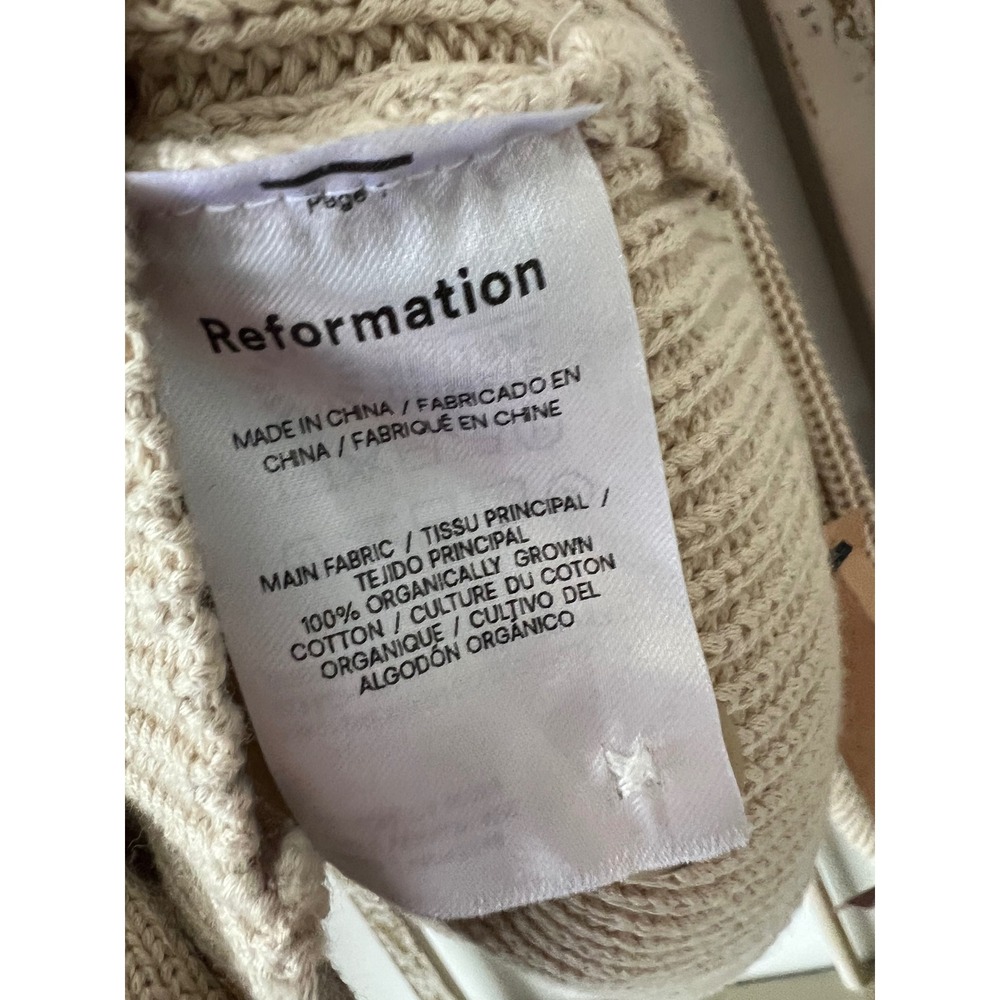 Reformation Jessa Cotton Cardigan Size Medium Tan - Picture 3 of 4